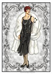 Beautiful Vintage Fashion Lady Dressed in Black & White