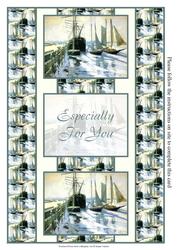 Beautiful Vintage Boats Artwork 3 Panel Fold Back