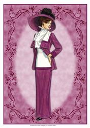 Beautiful Vintage Fashion Lady Dressed in Purple