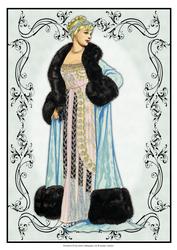 Beautiful Vintage Fashion Lady Dressed in Blue & Black