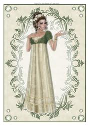 Beautiful Lady Dressed in Green & Cream