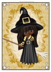 Cute Little Ethnic Witch A4 Topper/card