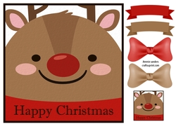 Happy Christmas Reindeer 8x8 Card Front & Embellishments