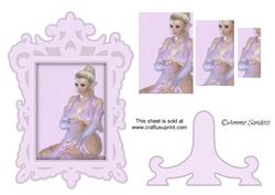 Beautiful Lady in Purple Frame & Stand