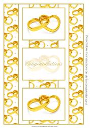 2 Gold Hearts Entwined Engagement/wedding 3 Panel Fold Back