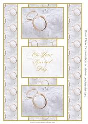 2 Wedding Rings & White Pearls 3 Panel Fold Back