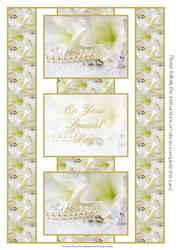 Wedding Rings, Pearls & Flowers 3 Panel Fold Back