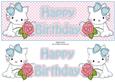 Sweet Kitty with Bow & Pink Rose Happy Birthday Large Dl