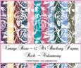 Vintage Rose 12 A4 Backing Papers - Rich Shades