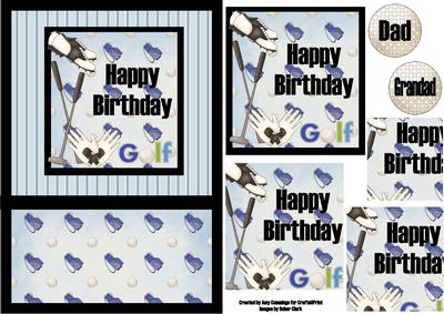Happy Birthday Golf Male Pyramid Card Front