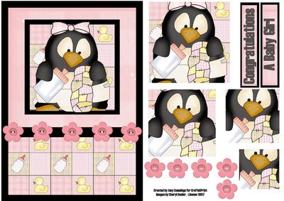 Baby Penguin Pingu Girl Pyramid Card Front