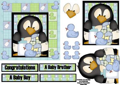 Baby Penguin Pingu Boy Decoupage Design