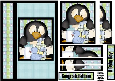 Baby Penguin Pingu Boy Side Stacker Card Front