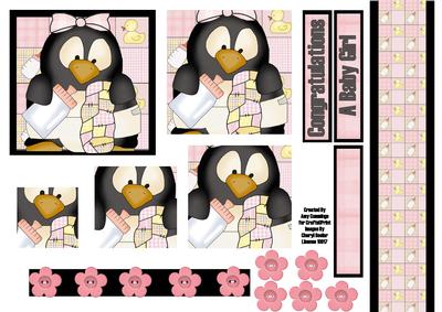 Baby Penguin Pingu Girl Pyramid and Border Design