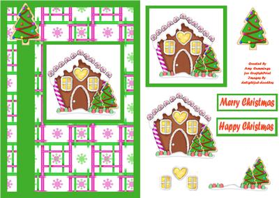 Gingerbread House Christmas Decoupage Card Front