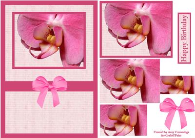 Pink Orchid Birthday Pyramid Card Front