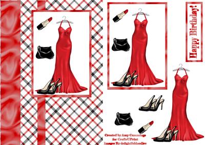 Red Dress Fashion Decoupage Card Front