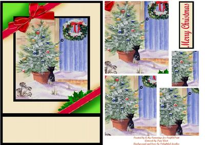 Traditional Christmas Tree and Cat Pyramid Design