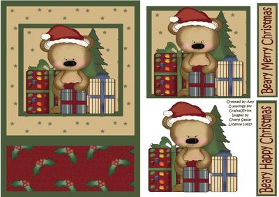 Beary Merry Christmas Decoupage Card Front