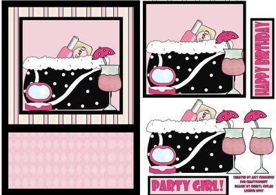 Party Girl! Decoupage Card Front