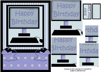 Happy Birthday Male Computer Pyramid Card Front