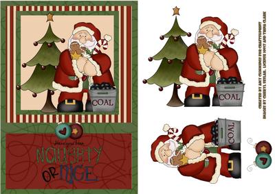 Naughty or Nice Christmas Santa Decoupage Card Front