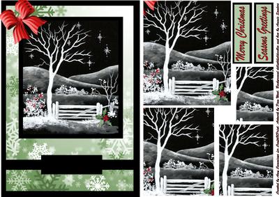 Beautiful Winter Garden Scene Christmas Pyramid Card Front