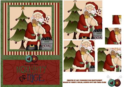Naughty or Nice Christmas Santa Pyramid Card Front