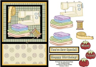 You're Sew Special! Decoupage Card Front