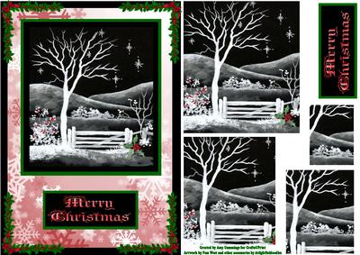 Festive Red Winter Garden Pyramid Card Front