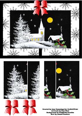 Black and White Christmas Church Side Stacker