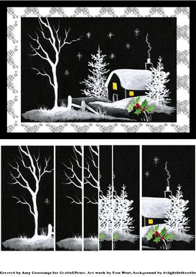 Black and White Christmas Winter House Side Stacker