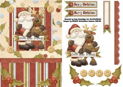 Festive Friends Christmas Decoupage Card Front