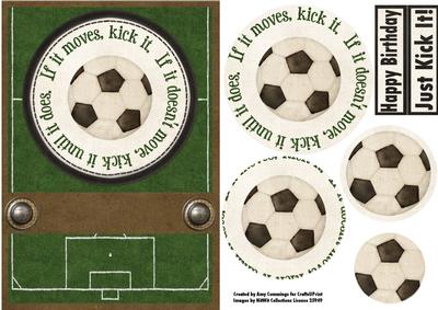 Just Kick It! Male Decoupage Card Front