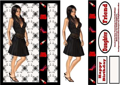 Little Black Dress, Decoupage Card Front