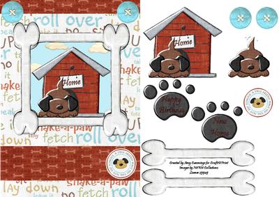 In the Doghouse Decoupage Card Front