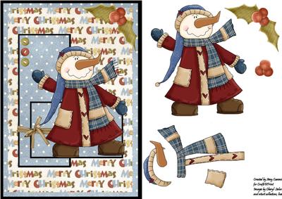 Snowman All Wrapped Up Decoupage Card Front