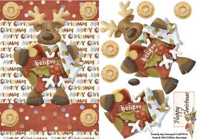 Reindeer Believe! Decoupage Card Front