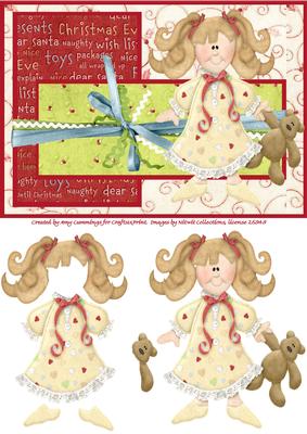 Little Girl at Christmas Decoupage Card Front