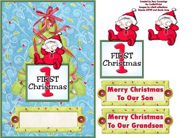 Baby Boys First Christmas Decoupage Card Front