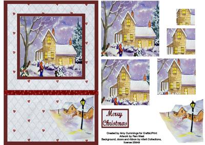 Christmas House Pyramid Card