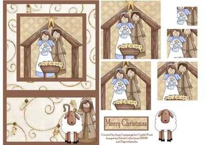 Christmas Nativity with Shepherd Pyramid Card