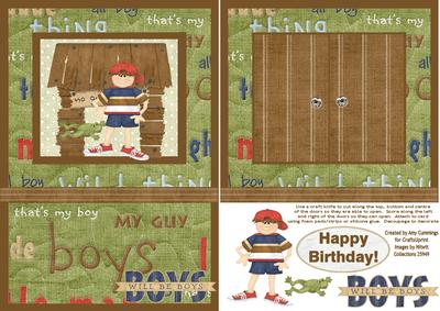 Open the Door! Boys Den Birthday Card!