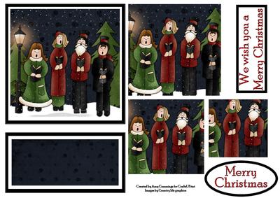 Carol Singers Christmas Easel Card