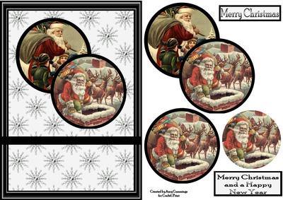 Vintage Father Christmas Circle Pyramid Card