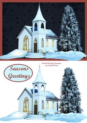 Winter Church Decoupage Design