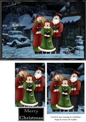Carol Singers on a Snowy Night Pyramid Card