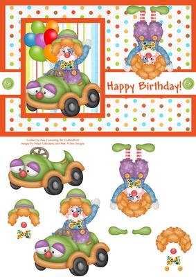 Clown Childrens Birthday Decoupage Card