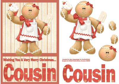 Merry Christmas Female Cousin A5 Decoupage Card