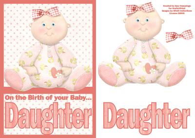 On the Birth of Your Baby Daughter A5 Decoupage